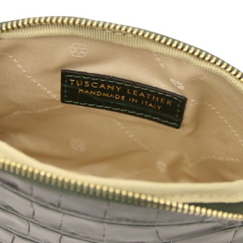 Vera - Croc print leather toiletry case